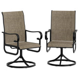 Garvee Swivel Rocking Patio Chairs Set of 6 – High Back, Ergonomic S-Shaped, All-Weather Brown Textilene, Quick-Dry Mesh, Heavy-Duty Rustproof Black Powder-Coated Metal Frame, Space-Saving Outdoor Deck Garden Furniture – Black Frame & Brown, 6-Pack - Black & Brown / 6 Pack