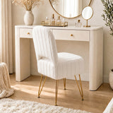 Garvee Vanity Stool Chair with Backrest, Square Ottoman with Hidden Storage Compartment, Soft Teddy Fabric, 280 Lbs Weight Capacity, Modern Style for Bedroom Living Room,White,Small - White Teddy Fleece