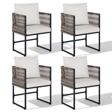 Garvee PE Rattan Patio Dining Chairs for Balcony and Garden, Set of 2 Weather-Resistant Chairs with Beige Cushions, Beige