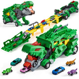 Garvee Hot Wheels, 4-in-1 Dinosaur Transporter Hot Wheels Tracks Toy, 44.3 Inch Dual Lane Hotwheels Car Ramp, Foldable Storage Hotwheels Track Set Design, Portable Play, 12 Cars - Green