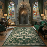 Garvee 6' × 9' Meadow Floral Area Rug, Soft Washable Low-Pile Polyester Carpet with Non-Slip Backing for Living Room, Bedroom and Dining Room, Green - Green