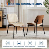 Garvee Ergonomic mark-Resistant Dining Chairs Set – Mid-Century Modern, Walnut Bentwood Back, Beige PU Leather Upholstery, Sturdy Metal Legs, Adjustable Feet – Home & Kitchen Furniture – 6-Pack