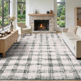 Garvee 9x12 Checkered Area Rug, Washable Modern Geometric Rug, Non Slip Low Pile Soft Carpet for Bedroom, Living Room, Dining Room, Green - Green