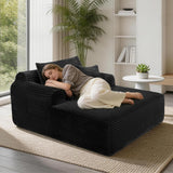 Garvee Oversized Corduroy Sofa Bed – Ergonomic Deep Seat, 3 Pillows, 500lbs Capacity, No Assembly – Chaise Lounge Chair for Living Room or Bedroom – Color: Black - Black