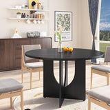 Garvee 47 Inch Round Dining Table for 4-6, Circle Kitchen Table with Wooden Base, Modern Farmhouse Dinner Tables for Kitchen, Living Room, Black