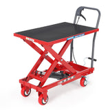 Garvee Hydraulic Scissor Lift Table Cart, 1100 lb Steel Platform with Foot Pedal & Locking Wheels, Red Gray - Red