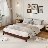 Garvee Queen Size Bed Frame, 9 Inch Natural Sturdy Wood Platform Bed Without Headboard, Wooden Bed Frame with Strong Wood Slats Support,No Box Spring Neededd,Noise-Free,Easy Assembly, Dark Walnut - Dark Walnut