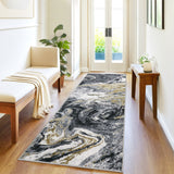 Garvee 2' x 6' Dark Gray Modern Abstract Runner Rug, Washable Non-Slip Low-Pile Carpet for Hallway, Kitchen, Entryway and Bedroom - Dark Gray