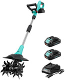 Garvee 20V Cordless Tiller Cultivator with 2×2.0Ah Batteries & Charger, 360 RPM, 9-Inch Width, 6.6-Inch Depth for Small Gardens
