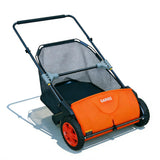 Garvee 21-Inch Push Lawn Sweeper, 3.5 Cu. Ft. Leaf & Grass Collector with 4 Spinning Brushes and Folding Handle, Orange - Orange