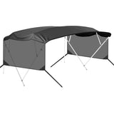 Garvee 4-Bow Bimini Top Replacement Canvas with 2 Mesh Sidewalls, 600D Heavy-Duty Waterproof Marine Canvas, UV-Resistant Boat Top Cover with Storage Boot, Fits 8'L x 97"-103"W (Frame Not Included) - Black