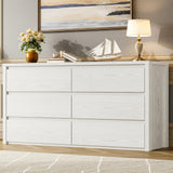 Garvee Modern Handle-Free 6 Drawer Dresser for Bedroom - Wide Chest of Drawers - Large Storage Cabinet for Living Room, Hallway, or Entryway - Versatile Wood Sideboard Buffet - White - White