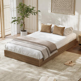 Garvee Minimalist Fluted Platform Bed Frame – Wooden, Low Profile, Noise-Free, Easy Assembly, No Box Spring Needed – Twin Size, Walnut Color (AAE35-13A) - Walnut
