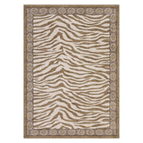 Garvee 9' × 12' Zebra Print Boho Tribal Area Rug, Machine Washable Non-Slip Low-Pile Soft Rug for Living Room, Bedroom & Dining Room, Beige - Beige