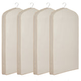 Garvee Breathable Cotton Hanging Garment Bags for Closet Storage & Travel - 4 Pack, 42.5" x 23.6" Suit, Dress & Coat Covers - Dustproof Clothes Organizer - Beige - Off-White-4 Pack