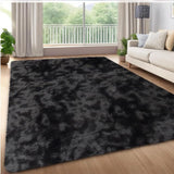 Garvee Area Rugs Bedroom Furry for Living Room, Fuzzy Shag Fur for Nursery Room Tie-Dyed Non-Skid Plush Throw Shaggy Accent Rug for Indoor Home Floor Carpet - Tie-Dyed Black/Gray