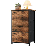 Garvee 3-Drawer Storage Organizer with Removable Fabric Bins, Compact Dresser for Bedroom, Living Room, Entryway & Closet, Vintage & Black Top - Vintage Color+Black