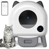 Garvee Self Cleaning Litter Box, 76L Large Capacity Automatic Cat Litter Box for Multiple Cats, Electric Cat Litters Box App Control, Multiple Safety Protection, Built-in LED Lights, 1 Roll Garbage Bags - White