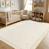 Garvee Modern Minimalist Area Rug 9' × 12‘ – Washable Soft Low Pile Carpet – Non-Slip, Bordered Geometric for Living Room, Bedroom, Dining Room, Playroom – Beige - Beige
