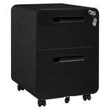 Garvee Metal Mobile File Cabinet with Lock, 2 Drawer Vertical Rolling Filing Cabinet, Under Desk File Storage Cabinet for Home Office Study Room, Black - Black