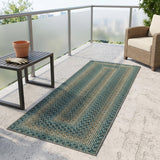 Garvee 2' x 6' Easy Jute Indoor Outdoor Runner Rug, Washable Non-Slip Braided-Print Low-Pile Rug for Hallway, Entryway, Kitchen & Covered Patio, Slate/Gray Blue - Slate/Gray Blue