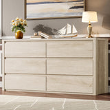 Garvee Modern Handle-Free 6 Drawer Dresser for Bedroom - Wide Wood Chest of Drawers - Large Capacity Storage Cabinet for Living Room, Entryway, or Hallway - Wood Grain Color - Wood Grain Color
