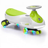 Garvee 12V Electric Wiggle Car for Kids,  2 in 1 Swing Car with Pedal, Anti-Rollover Max 3.5Mph,Max Load 66Lbs,Flashing Wheels, Music,Rechargeable Battery Ride on Toy Indoor Outdoor for Toddlers - White & Green