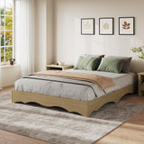 Garvee Twin XL Wood Platform Bed Frame with Wave Edge & Sturdy Slat Support.  Wood. Noise-Free Design. Easy Assembly. No Headboard. Bedroom Use - Burlywood