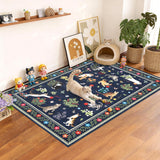 Garvee 4' x 6' Modern Washable Area Rug 4x6ft – Non-Slip Floral Cat Carpet – Mark Resistant Soft Mat for Living Room, Bedroom, Nursery, Playroom, Dining Room, Blue - Blue