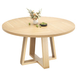 Garvee Modern Farmhouse Dining Table - 47 Inch Round Table for 4-6 People - Durable Wooden Tabletop & Sturdy Pedestal Base - Ideal for Dining or Living Room - Natural Wood - Walnut Matte (91109-96)