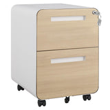 Garvee Metal Mobile File Cabinet with Lock, 2 Drawer Vertical Rolling Filing Cabinet, Under Desk File Storage Cabinet for Home Office Study Room, Wood Grain - Wood Grain