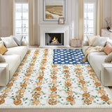Garvee 6' × 9' 4th of July Patriotic Floral Rug, Blue Rust Ivory American Flag Washable Area Rug - Blue Rust Ivory