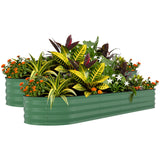 Garvee 2 Pack 8' X 2' X 1.5' Rust-Resistant Galvanized Steel Raised Garden Beds – Large Outdoor Planter Boxes, Durable, Ergonomic, Easy Assembly, with Anti-Cutting Strips, for Vegetables, Flowers & Herbs – Green - Green
