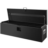 Garvee 48"X16"X14" Heavy Duty Steel Truck Bed Tool Box – Weatherproof, Lockable Dual Lid Chest with Gas Struts, Powder-Coated Black, Front & Side Handles – Fits Pickup, RV, Trailer, Black - Black