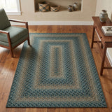 Garvee 4' × 6' Braided-Print Jute-Look Rug, Washable Non-Slip Ultra-Thin Indoor Outdoor Farmhouse Carpet for Living Room and Patio, Slate/Gray Blue - Slate/Gray Blue