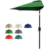 Garvee Space-Saving Sun Protection Half Patio Umbrella – 9FT Outdoor Shade Canopy with Smooth Crank Lift, Ideal for Patio, Garden, Deck, Balcony, Table, Poolside – Dark Green - Dark Green
