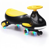 Garvee 12V Electric Wiggle Car for Kids,  2 in 1 Swing Car with Pedal, Anti-Rollover Max 3.5Mph,Max Load 66Lbs,Flashing Wheels, Music,Rechargeable Battery Ride on Toy Indoor Outdoor for Toddlers - Black & Yellow