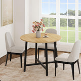Garvee 31.5" Round Dining Table for 4 People, Modern Wood Circle Kitchen Table with Sturdy Industrial Metal Frame, Small Space Saving Dining Room Table for Apartment & Breakfast Nook, (No Chairs), Nature - Natural Oak