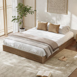 Garvee Minimalist Fluted Wave Platform Bed Frame – Sturdy Wood, Low Profile, Sturdy & Noise-Free, Easy Assembly, No Box Spring Needed – California King Size, Walnut Color (AAE35-13A) - Walnut