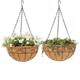 Garvee Hanging Planters for Porch & Balcony, 14 in Metal Chain Hanging Baskets with Coco Liner and Round Flower Pot Design