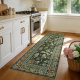Garvee 2' × 6' Dragon Pattern Runner Rug, Soft Washable Low-Pile Polyester Carpet for Hallway, Kitchen and Entryway, Green - Green