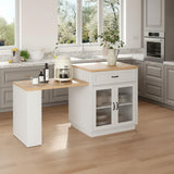 Garvee 73 Inch Kitchen Island Cabinet with Extendable Table for 2-6, Rolling Cart with Drawer, Mobile Storage Cabinet, and Power Outlet