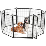 Garvee Dog Playpen, 8 Panels Dog Fence Indoor/Outdoor, Heavy Duty Metal Pet Puppy Exercise Pen, Wide Door Low Threshold, Portable Pet Playpen for Rv Camping Garden Yard, 32"Lx40"H/Panel - 8 Panels