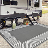 Garvee Reversible Waterproof Outdoor Rug Gray 9x12ft – Modern Grey & White Plastic Straw Mat – Mark & UV Resistant, Collapsible & Easy to Clean – Ideal for Patio, Deck, Camping, Porch - Gray