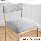 Garvee Luxury Velvet Bar Stools Set of 4 - 25.5'' Counter Height Dining Chairs with Backrest - Extra Wide Upholstered Gray Seat, Gold Metal Legs, Footrest - Modern Kitchen Island Furniture - System default