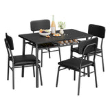 Garvee Space-Saving 5-Piece Dining Table Set for 4 – Modern Wood Tabletop, Sturdy Metal Frame, Upholstered Chairs, Built-in Storage Rack – Kitchen & Dining Room Furniture – PU Cushions – Ideal for Small Apartments – System default_2