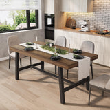 Garvee Industrial Rectangular Dining Table – Sturdy Metal Legs & Rustic Wood – Table for 4-6 – Farmhouse Style, Easy Assembly, appropriate for Home, Restaurant, or Office, Brown 1600 - Brown