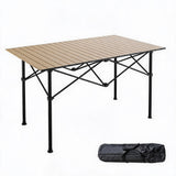 Garvee Roll-Up Aluminum Coffee Table for Camping & Patio, Small Portable Folding Outdoor Table with Carry Bag and Natural Wood Finish
