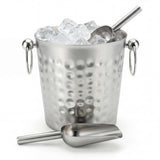 Garvee With 1 Stainless Steel Ice Bucket 3L and 1 Ice Scoop - 19x19x18.5cm, 18cm Thick Hand-Hammered Ice Bucket