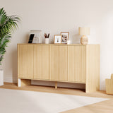 Garvee 58" Fluted Sideboard Buffet Cabinet, Modern Accent Storage Cabinet with 4 Fluted Doors and Adjustable Shelves, Wood Credenzat Coffee Bar Console Table for Kitchen Dining Living Room- Natural